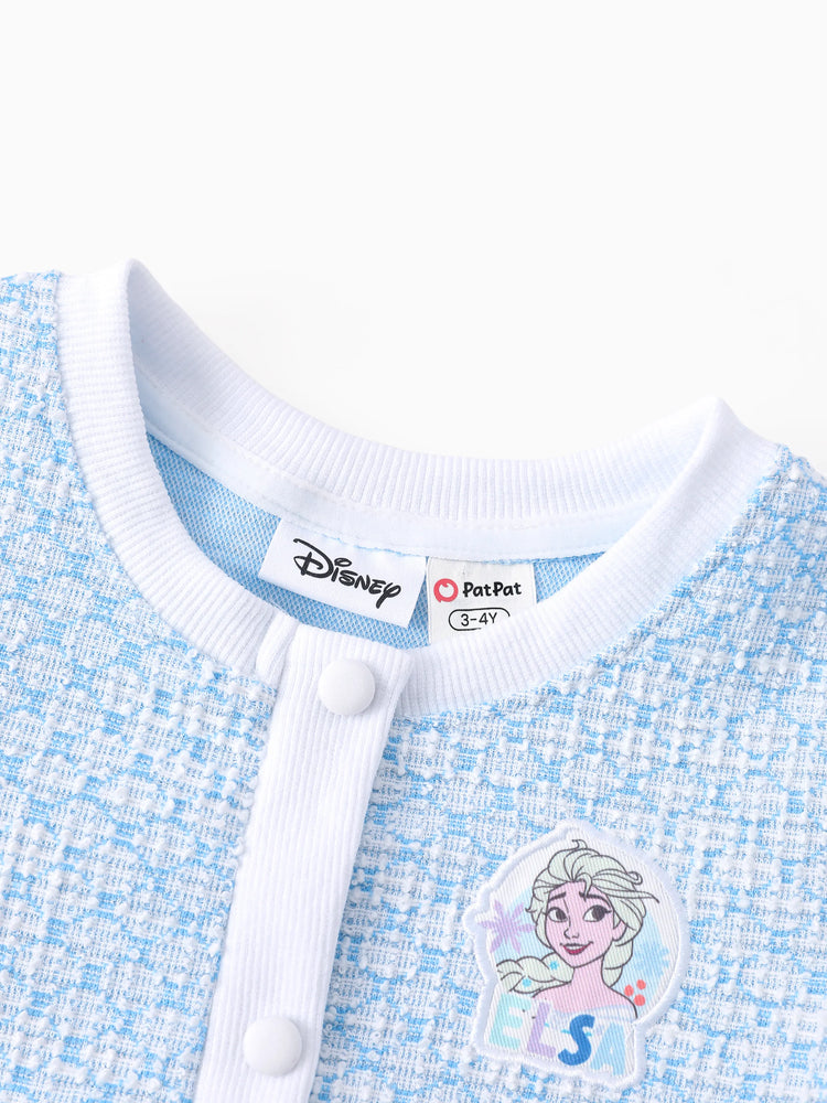 Disney Frozen Toddler/Kids Girl Elsa Embroidered Decorative Button Dress Light Blue