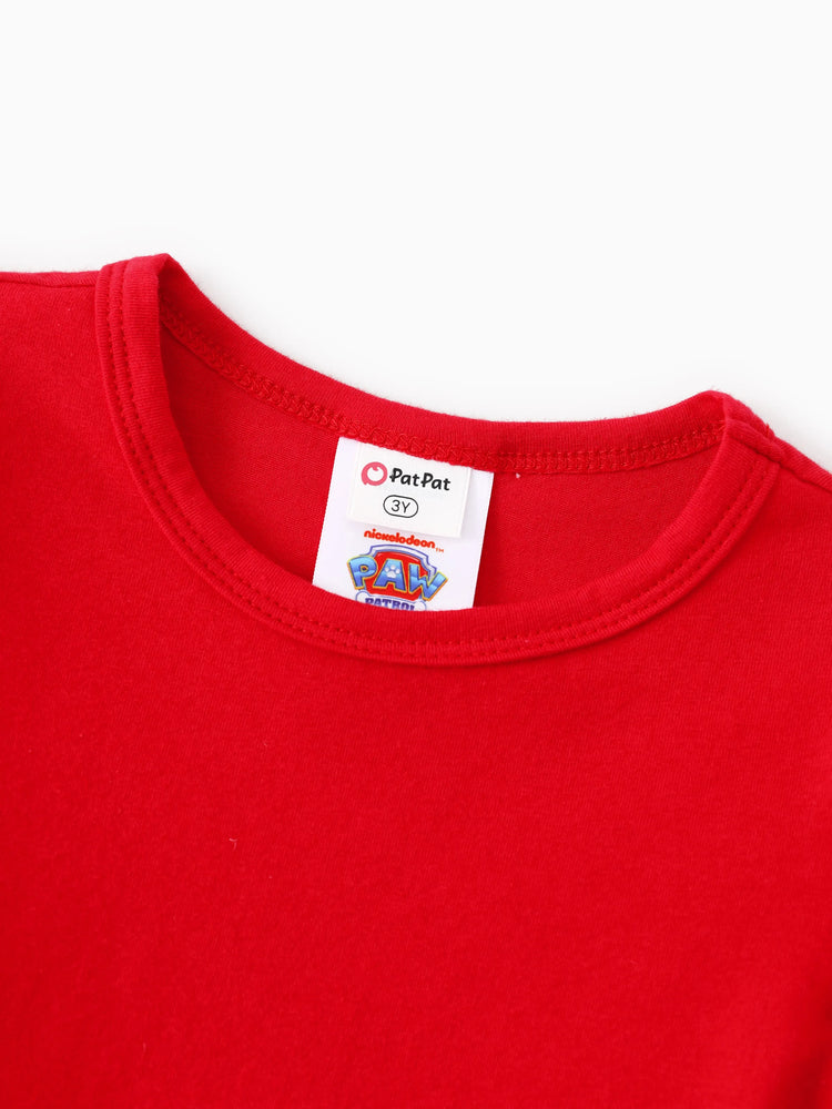 Vestido navideño de la Patrulla Canina para niña pequeña, con mangas abullonadas, rojo, de Chase, Marshall, Rubble y Skye