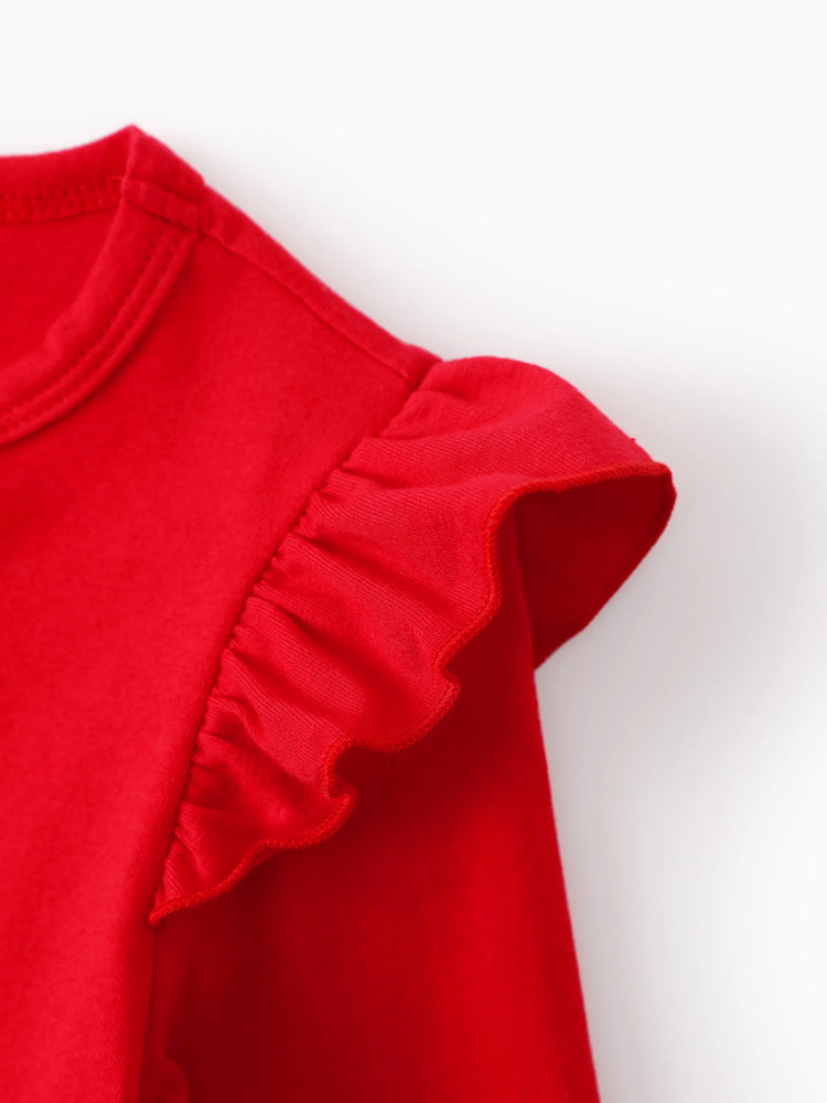 Vestido navideño de la Patrulla Canina para niña pequeña, con mangas abullonadas, rojo, de Chase, Marshall, Rubble y Skye