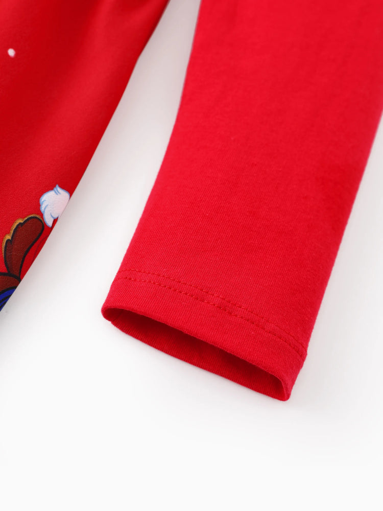 Vestido navideño de la Patrulla Canina para niña pequeña, con mangas abullonadas, rojo, de Chase, Marshall, Rubble y Skye