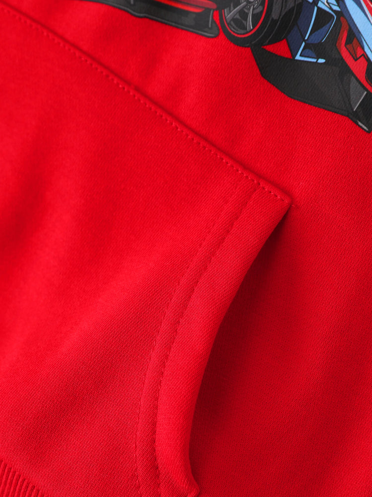 Hot Wheels Toddler/Kids Boy Kangaroo Pocket and Ribbed Cuffs Hoodie Red