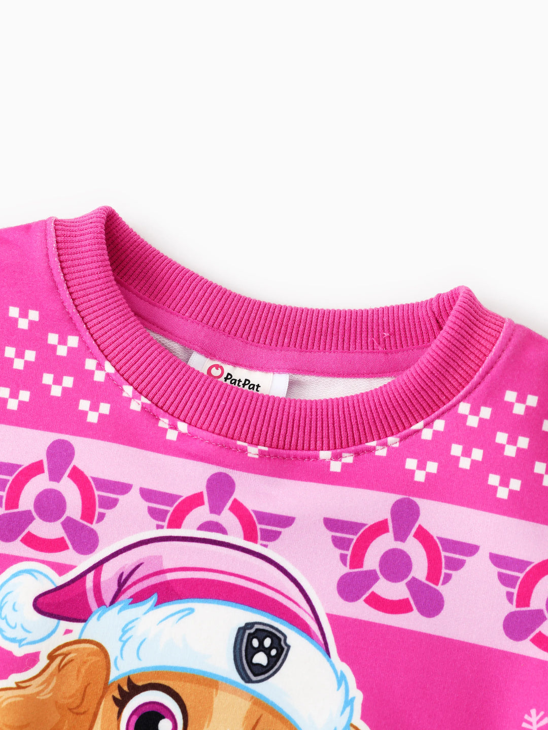 Sweat-shirt Pat' Patrouille pour petite fille, motif flocons de neige, rose fuchsia, Skye Fair Isle.