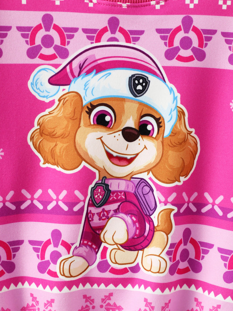 PAW Patrol Toddler Girl Christmas Skye Fair Isle Snowflake Sweatshirt Hot Pink