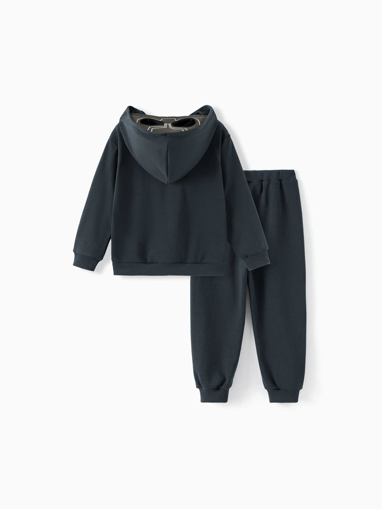 Marvel Toddler/ Kid Boy 2pcs Blac Panther Costume Sweatshirt and Pants Set with Built-in Mask Dark Grey