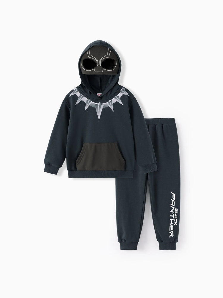 Marvel Toddler/ Kid Boy 2pcs Blac Panther Costume Sweatshirt and Pants Set with Built-in Mask Dark Grey