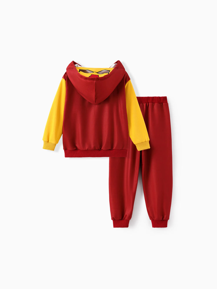 Marvel Kleinkind / Kind Junge 2pcs Superheld Kostüm Sweatshirt und Hosen Set mit eingebauter Maske Burgundy