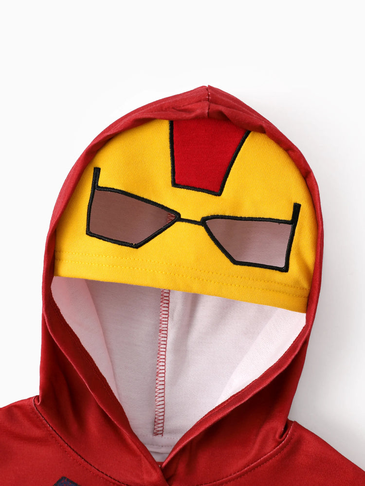 Marvel Kleinkind / Kind Junge 2pcs Superheld Kostüm Sweatshirt und Hosen Set mit eingebauter Maske Burgundy