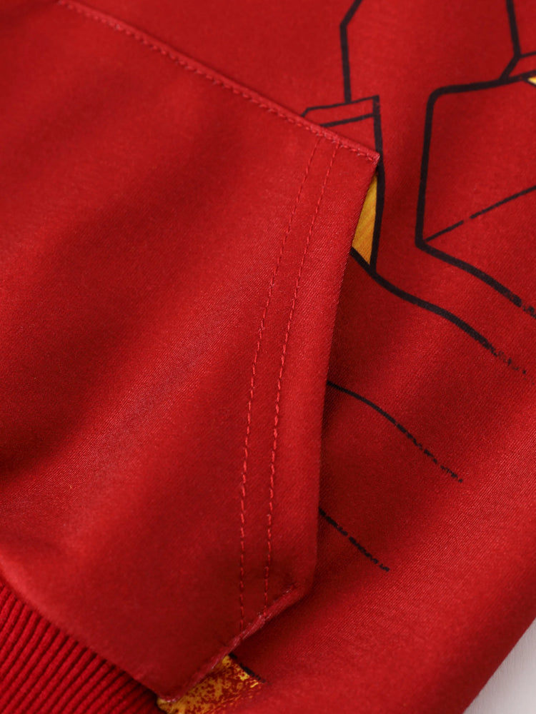 Marvel Kleinkind / Kind Junge 2pcs Superheld Kostüm Sweatshirt und Hosen Set mit eingebauter Maske Burgundy