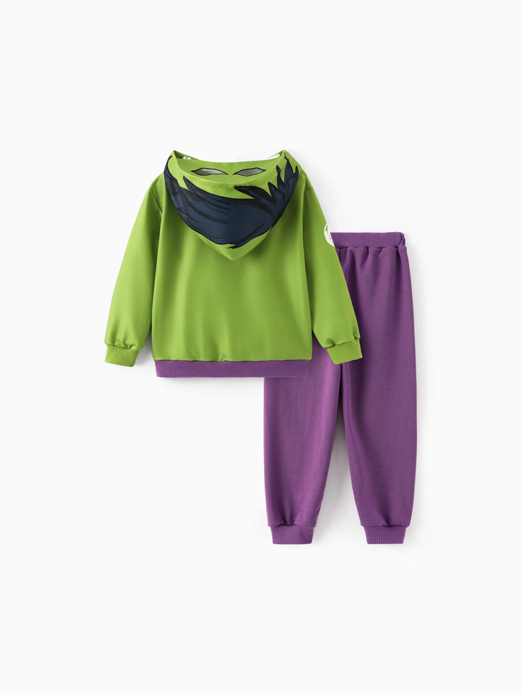 Marvel Kleinkind / Kind Junge 2pcs Superheld Kostüm Sweatshirt und Hosen Set mit eingebauter Maske grün