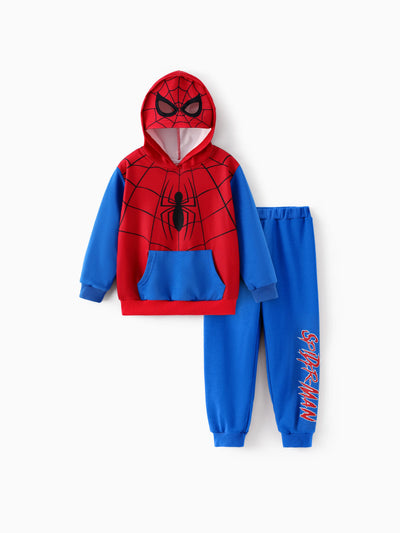 Marvel Toddler/ Kid Boy 2pcs Spider-Man Costume Sweatshirt and Pants Set with Built-in Mask Blue