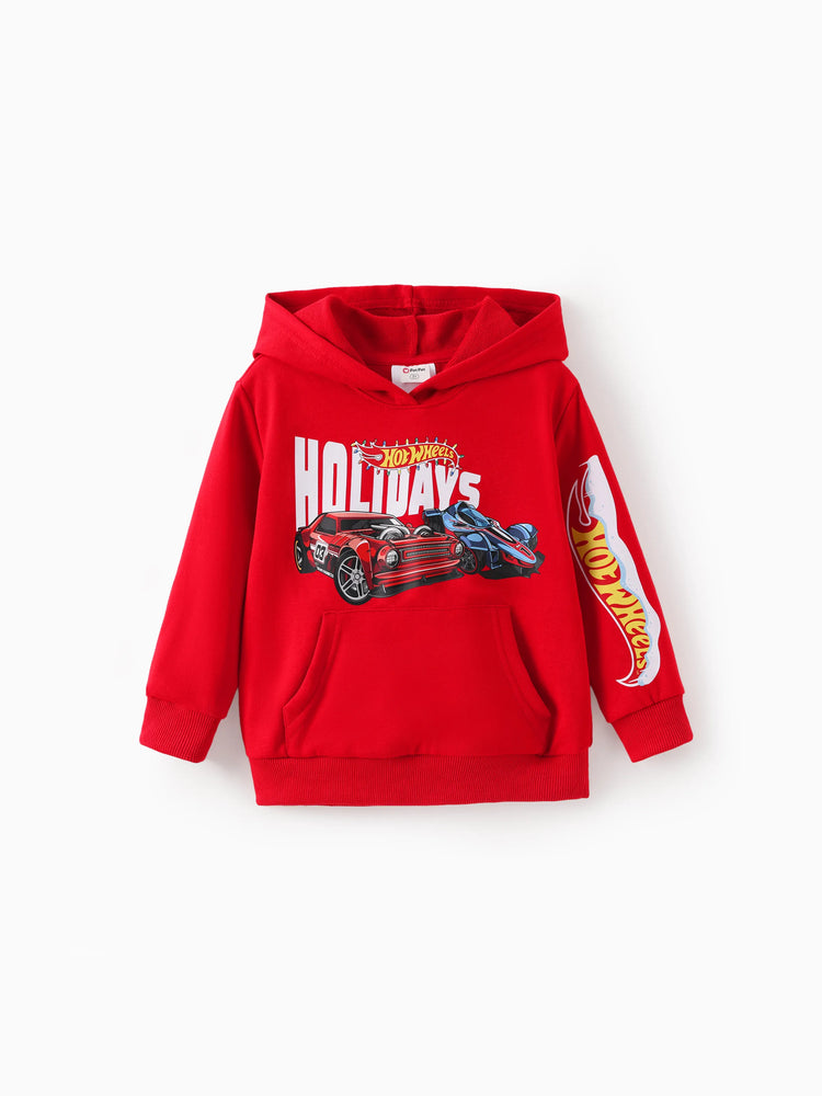 Hot Wheels Toddler/Kids Boy Kangaroo Pocket and Ribbed Cuffs Hoodie Red