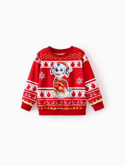 Sweat-shirt de Noël Pat'Patrouille pour tout-petits garçons/filles Marshall Fair Isle Snowflake Rouge
