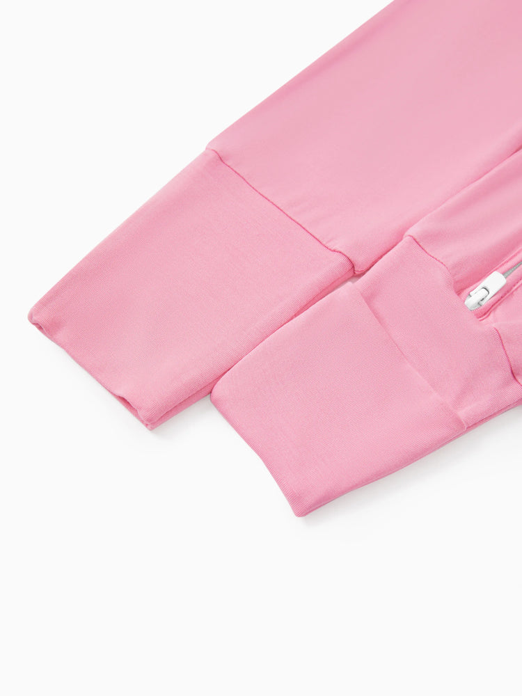 Bamboo Baby Boy/Girl 2-Pack Solid&Bee Printed 2-Way Zipper Anti Slip Footie Pink