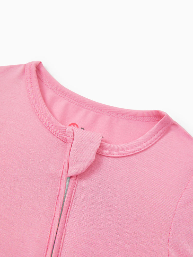 Bamboo Baby Boy/Girl 2-Pack Solid&Bee Printed 2-Way Zipper Anti Slip Footie Pink