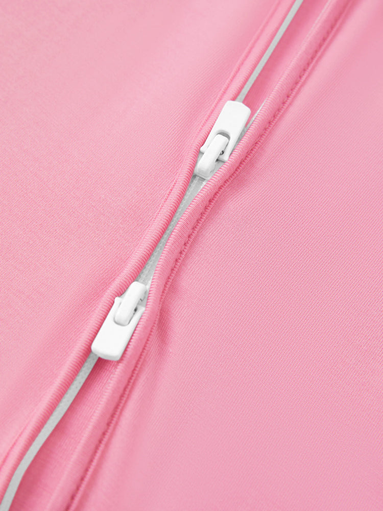 Bamboo Baby Boy/Girl 2-Pack Solid&Bee Printed 2-Way Zipper Anti Slip Footie Pink