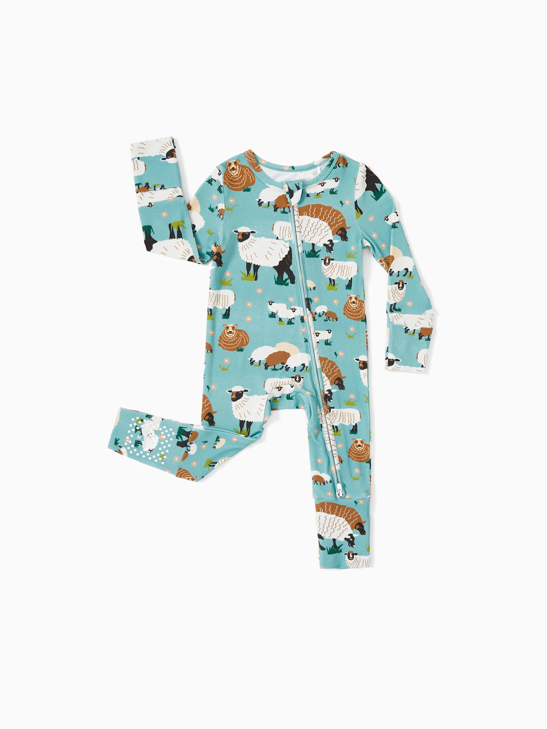 Lot de 2 grenouillères en bambou pour bébé garçon/fille à manches longues avec fermeture éclair 2 voies et pieds antidérapants. Vert