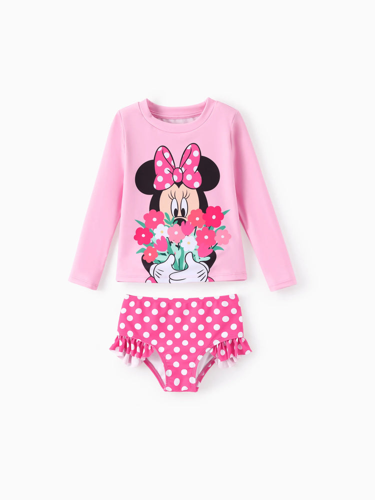 Disney Mickey and Friends Toddler/Kid Girl 2pcs Minnie Mouse Ruffle Swimsuit Pink