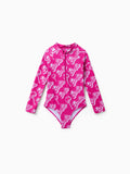 Barbie Toddler/Kid Girl 1pc Zip-up Front All-over Print Swimsuit  Hot Pink