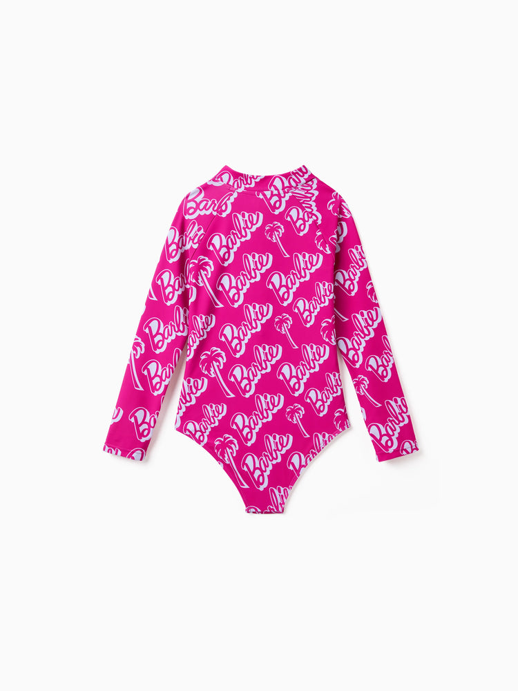 Barbie Toddler/Kid Girl 1pc Zip-up Front All-over Print Swimsuit  Hot Pink