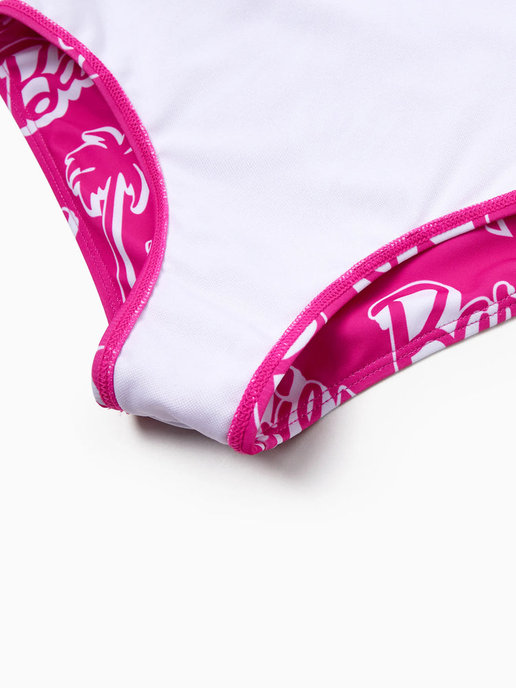Barbie Toddler/Kid Girl 1pc Zip-up Front All-over Print Swimsuit  Hot Pink