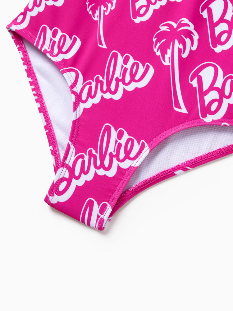 Barbie Toddler/Kid Girl 1pc Zip-up Front All-over Print Swimsuit  Hot Pink