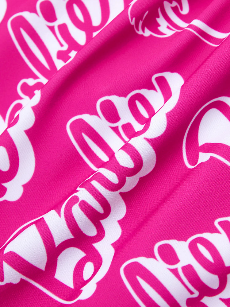 Barbie Toddler/Kid Girl 1pc Zip-up Front All-over Print Swimsuit  Hot Pink