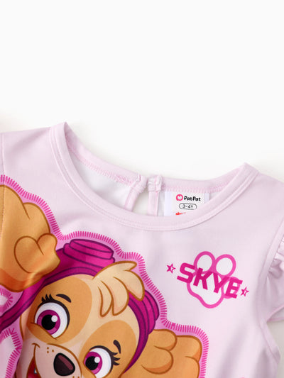 PAW Patrol Toddler Girl Skye Mesh Splice Flutter-sleeve Jumpsuit Hot Pink