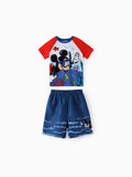 Disney Mickey and Friends Toddler/Kid Boy 2pcs Mickey Mouse Sea Life Print Tops and Trunks Swimsuit Set  Deep Blue
