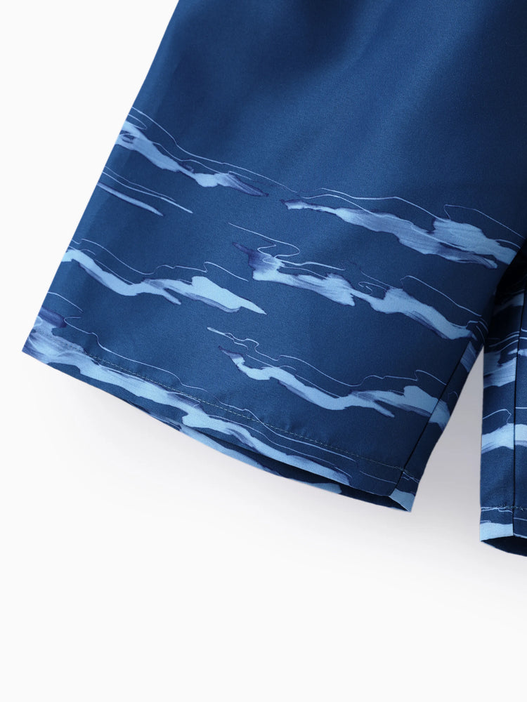 Disney Mickey and Friends Toddler/Kid Boy 2pcs Mickey Mouse Sea Life Print Tops and Trunks Swimsuit Set  Deep Blue