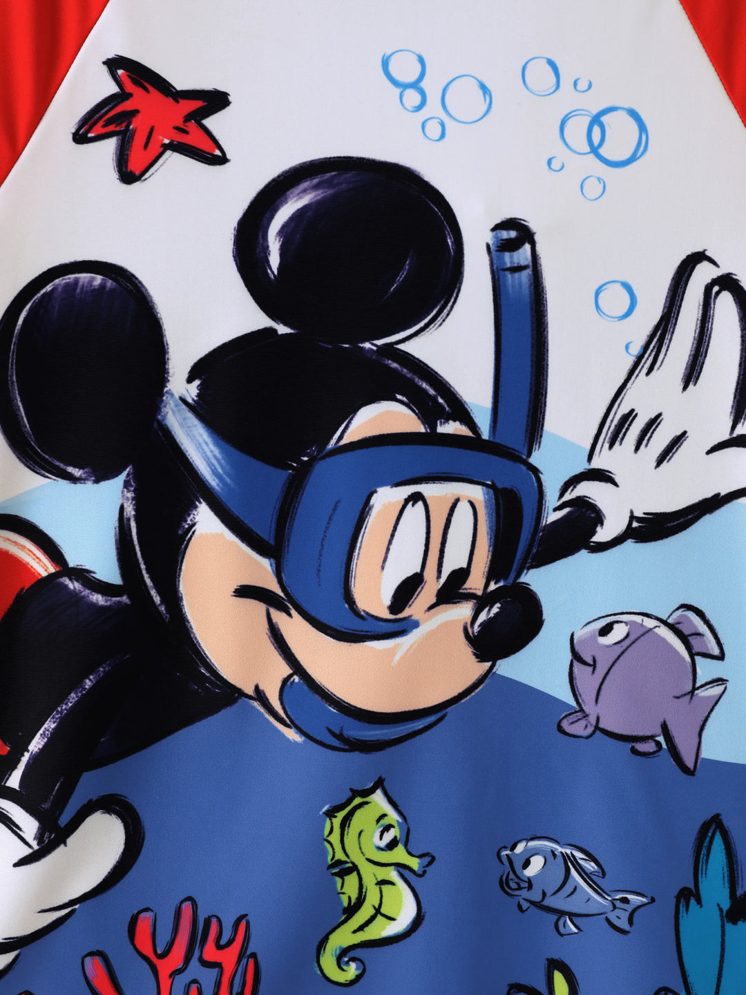 Disney Mickey and Friends Toddler/Kid Boy 2pcs Mickey Mouse UPF50+ Sea Life Print Tops and Trunks Swimsuit Deep Blue