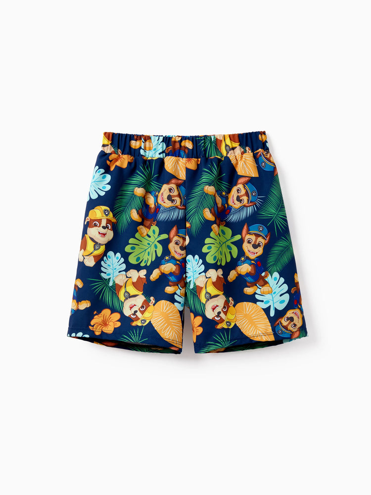 PAW Patrol Toddler Boys 2pcs Chase/Rubble UPF50+ Animal Pattern Tops and Trunks Swimsuit Deep Blue