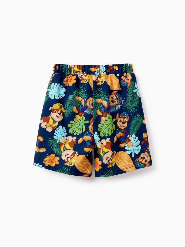 PAW Patrol Toddler Boys 2pcs Chase/Rubble UPF50+ Animal Pattern Tops and Trunks Swimsuit Deep Blue