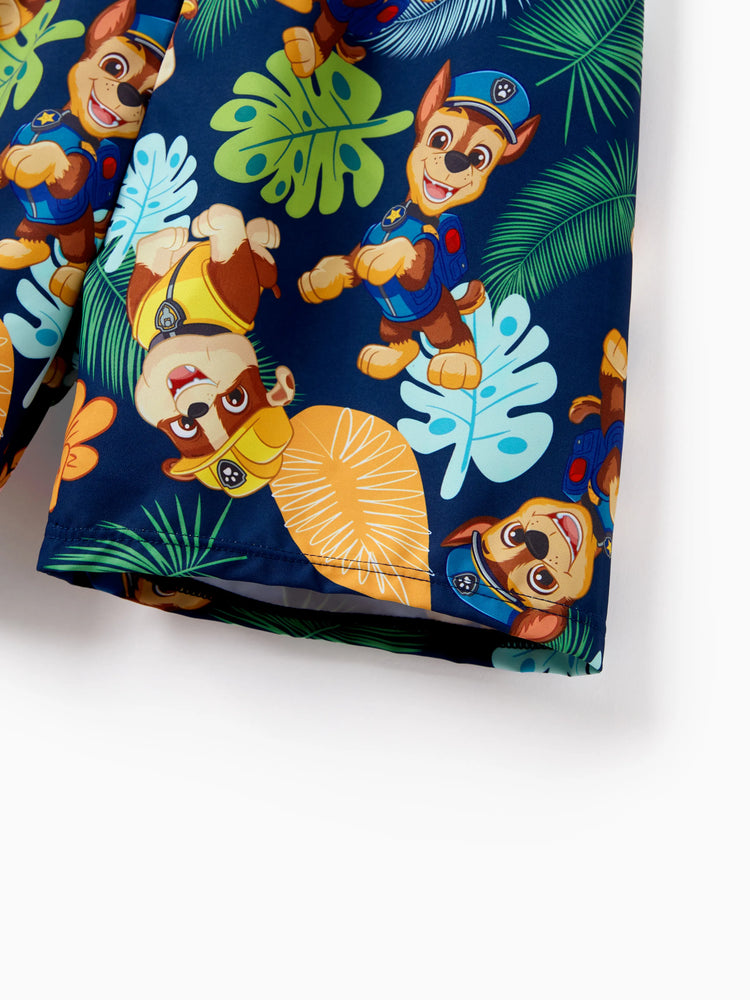 PAW Patrol Toddler Boys 2pcs Chase/Rubble UPF50+ Animal Pattern Tops and Trunks Swimsuit Deep Blue