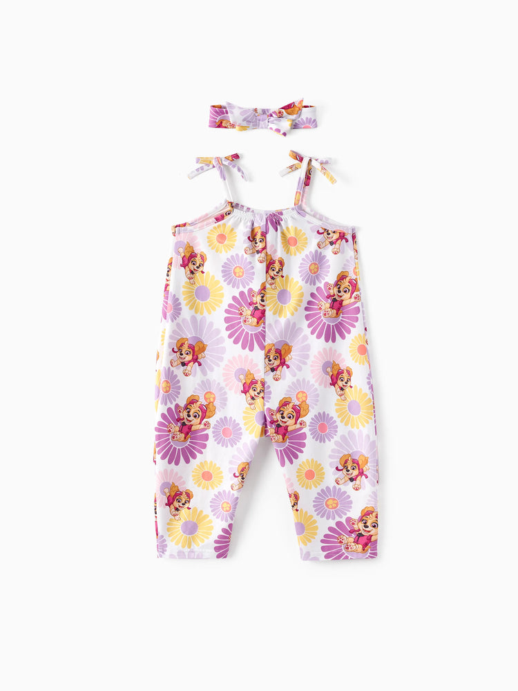 PAW Patrol Toddler Girl Skye Floral Print Jumpsuits Hot Pink