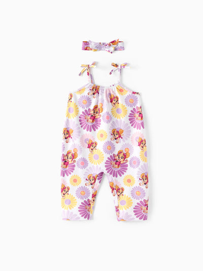 PAW Patrol Toddler Girl Skye Floral Print Jumpsuits Hot Pink