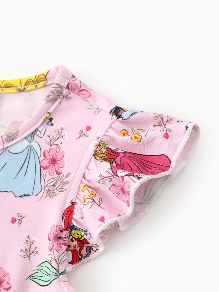 Disney Princess Baby Girl Bamboo 2-Pack Dress and Romper Set Hot Pink