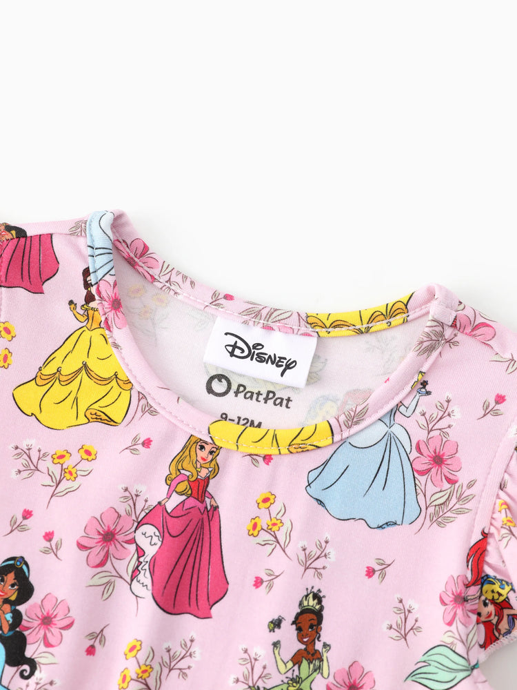 Disney Princess Baby Girl Bamboo 2-Pack Dress and Romper Set Hot Pink