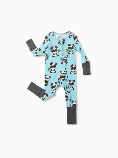 Kids Baby / Girl Bamboo Pajamas With Childlike Print (Snug-Fitting) Light Blue