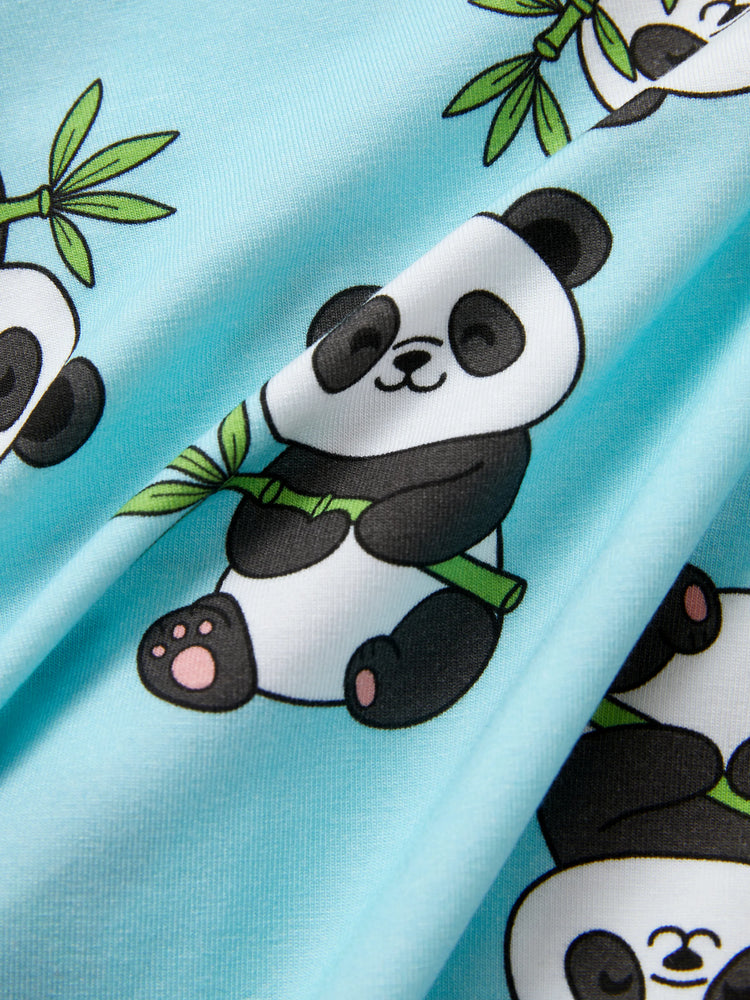Kids Baby / Girl Bamboo Pajamas With Childlike Print (Snug-Fitting) Light Blue