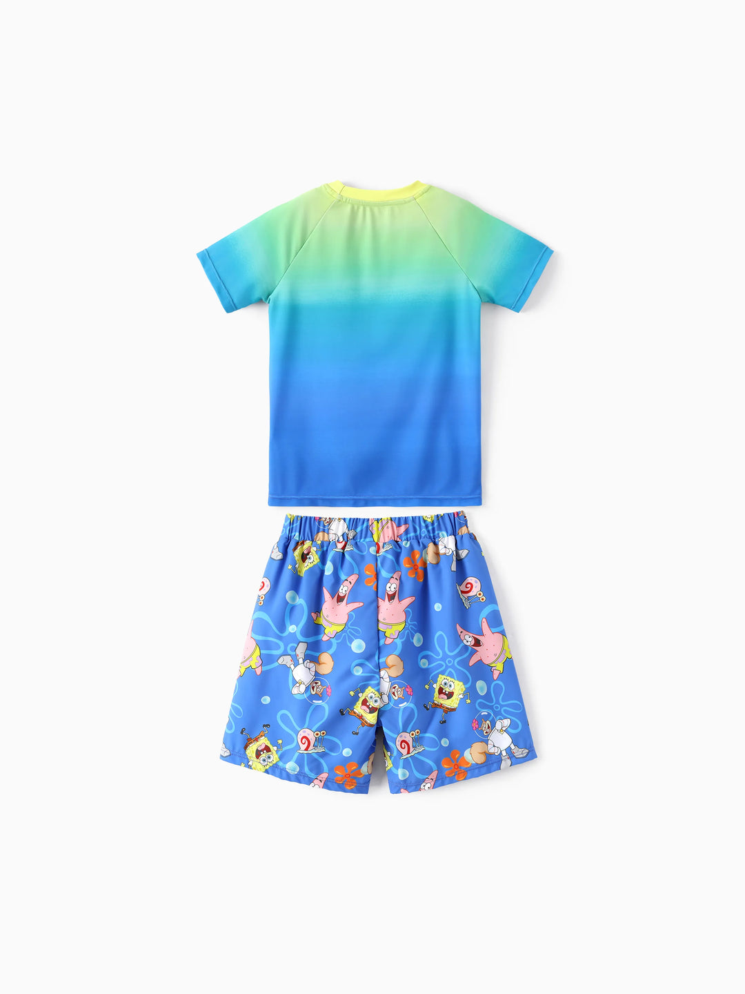 SpongeBob SquarePants Toddler/Kid Boy 2pcs UPF50+ Sea Life Print Tops and Trunks Swimsuit  Blue