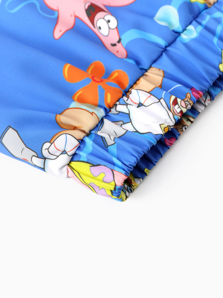 SpongeBob SquarePants Toddler/Kid Boy 2pcs Ocean-themed Print Tops and Trunks Swimsuit  Blue