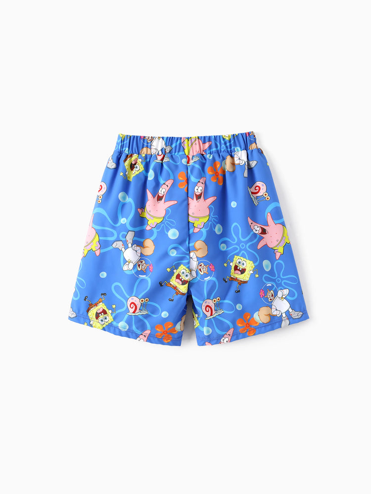 SpongeBob SquarePants Toddler/Kid Boy 2pcs Ocean-themed Print Tops and Trunks Swimsuit  Blue