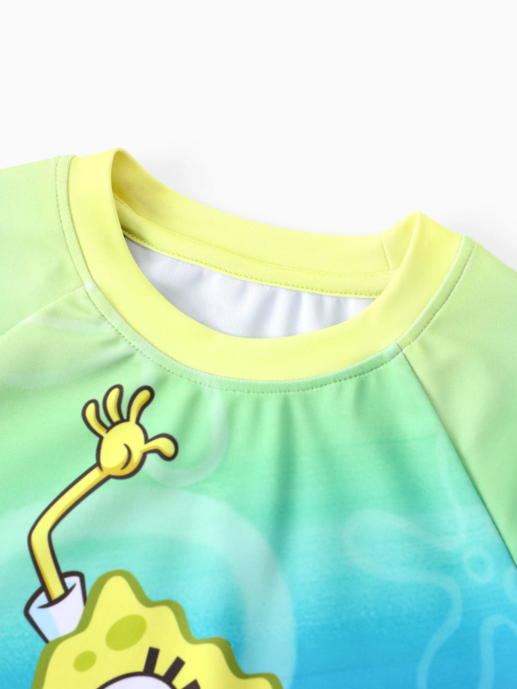 SpongeBob SquarePants Toddler/Kid Boy 2pcs Ocean-themed Print Tops and Trunks Swimsuit  Blue