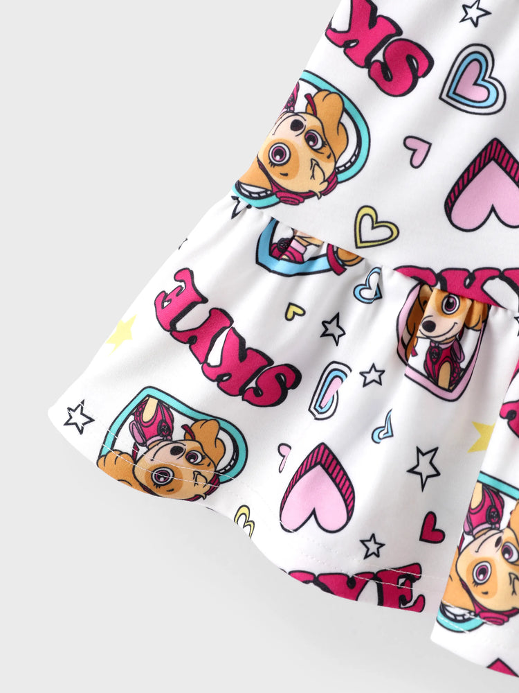 PAW Patrol Toddler Girl 2pcs Skye Ruffled Allover Print Top and Skirt Set  White