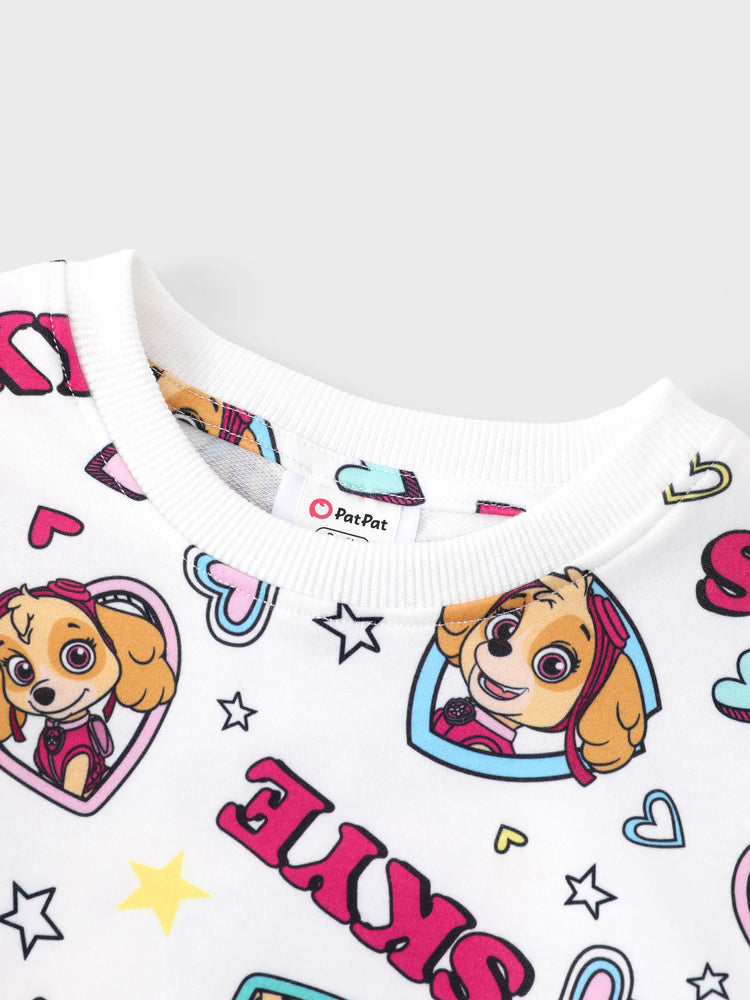 PAW Patrol Toddler Girl 2pcs Skye Ruffled Allover Print Top and Skirt Set  White