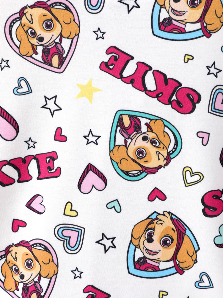 PAW Patrol Toddler Girl 2pcs Skye Ruffled Allover Print Top and Skirt Set  White