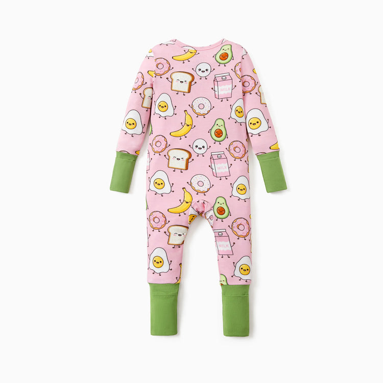 Kids Baby / Girl Bamboo Pajamas With Childlike Print (Snug-Fitting) Peach  Pink