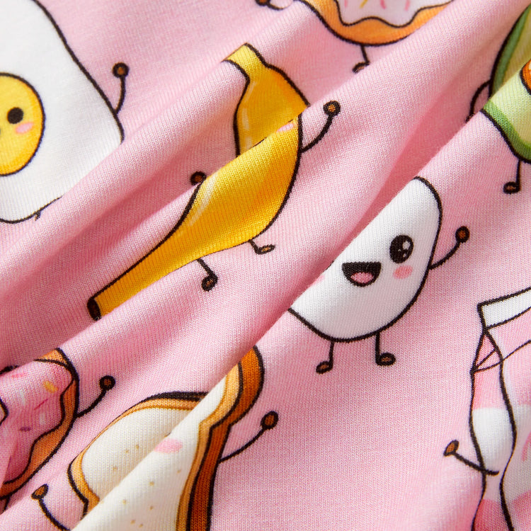 Kids Baby / Girl Bamboo Pajamas With Childlike Print (Snug-Fitting) Peach  Pink