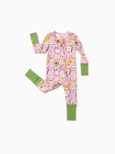 Kids Baby / Girl Bamboo Pajamas With Childlike Print (Snug-Fitting) Peach Pink