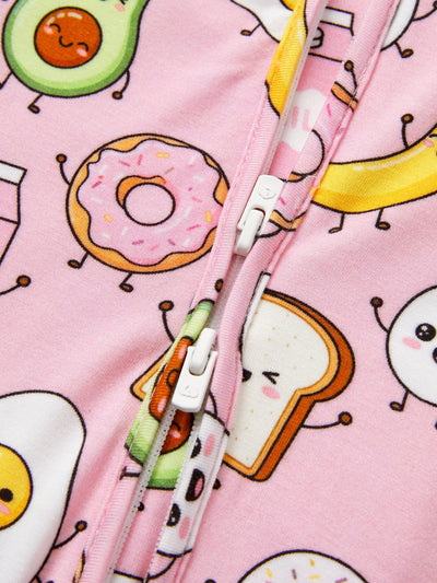 Kids Baby / Girl Bamboo Pajamas With Childlike Print (Snug-Fitting) Peach Pink